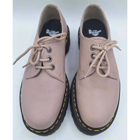 Dr Martens 31167 Quad II Taupe Leather Oxford Platform Shoes US Men 9 Women 10 - Picture 4 of 16